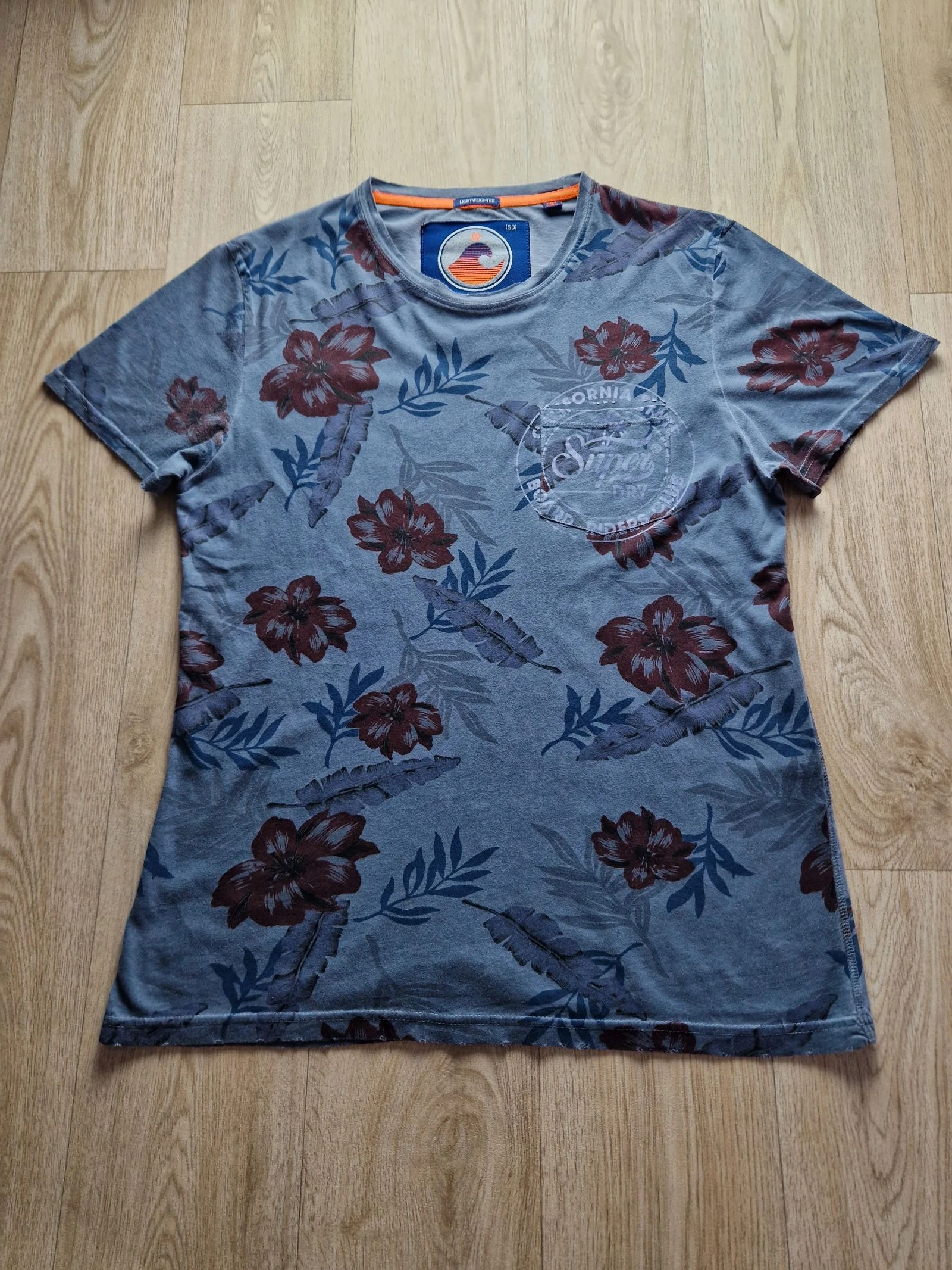 T-shirt Superdry homme imprimé floral gris bordeaux taille L